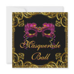 Black Gold Mask Masquerade Party invitations