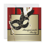 Black Gold Mask Red Black Masquerade Party invitations