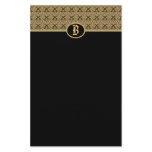 Black Gold Monogram Damask Stationery