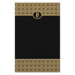 Black Gold Monogram Damask Stationery