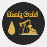 Black Gold Round Sticker