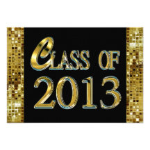 Black, Gold Sequins Class Of 2013 Grad Invitations