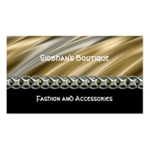 Black gold silver chain business card