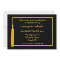 Black Gold Tassel Border Graduation Invitation
