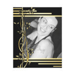 Black golden floral border portrait wrapped canvas canvas prints