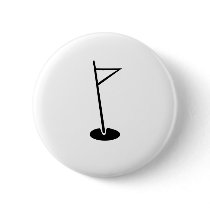 Black Golf Hole Flag Pinback Button