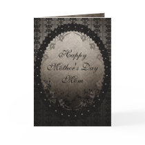 Black Gothic Lace & Damask Mother's Day Card