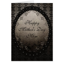 Black Gothic Lace & Damask Mother's Day Card