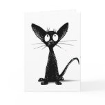 Black gothic oriental cat greeting cards