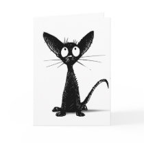 Black gothic oriental cat greeting cards