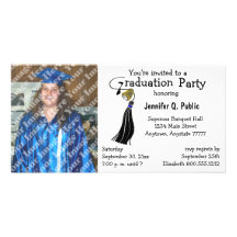 Black Graduation Party Photo Invitation Photo Cards