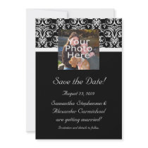 Black Grand Insignia Monogram Photo Save the Date Personalized Invitation