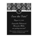 Black Grand Insignia Monogram Save the Date postcards