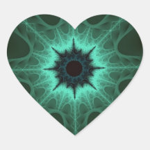 BLACK GREEN HOLE MANDALAS STARGAZE HEART STICKERS