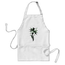 Black Green & White Swirly Flower by Naomi Apron