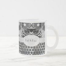 Black & Grey Feminine Floral Manly Metal Wedding Coffee Mug