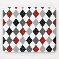 Black, Grey, Red, and White Argyle Preppy Mousepad mousepads