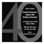 Black/Grey Square Big 40 Birthday Party Invitation