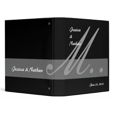 Black & Grey Wedding Monogram Planner Photo Binder by JaclinArt