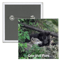 Black & Grey Wolf Pups Wildlife Collector Pin