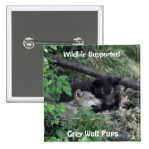 Black & Grey Wolf Pups Wildlife Collector Pin