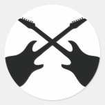 black guitar icon crossed round stickers