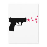 black gun star pistol stars post card