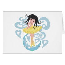 Black Hair Ballerina Tshirts and Gifts Greeting Card