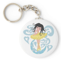 Black Hair Ballerina Tshirts and Gifts Keychain