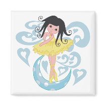 Black Hair Ballerina Tshirts and Gifts Fridge Magnet
