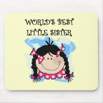 Black Hair Best Little Sister Tshirts and Gifts Mousepad