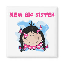 Black Hair New Big Sister  Tshirts and Gifts Refrigerator Magnet
