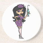 Black Hair Sexy Nurse T-shirts and Gifts Beverage Coasters