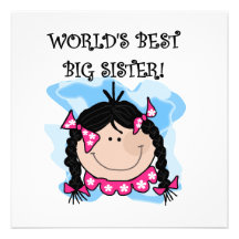 Black Hair World's Best Big Sister Gifts Personalized Invite