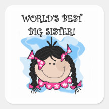 Black Hair World's Best Big Sister Gifts Square Sticker