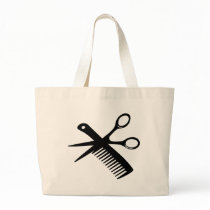 black hairdresser comb scissors tote bags