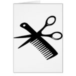 black hairdresser comb scissors card