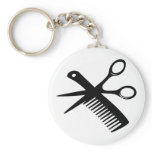 black hairdresser comb scissors keychain