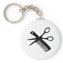 black hairdresser comb scissors keychain