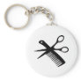 black hairdresser comb scissors keychain