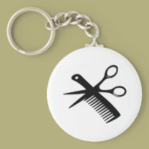 black hairdresser comb scissors keychains