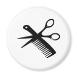 black hairdresser comb scissors refrigerator magnets