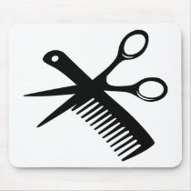 black hairdresser comb scissors mouse pad