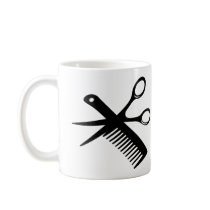 black hairdresser comb scissors coffee mugs