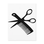 black hairdresser comb scissors post card