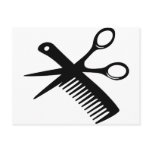 black hairdresser comb scissors postcard