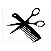 black hairdresser comb scissors postcard