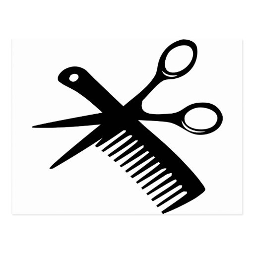 black hairdresser comb scissors postcard