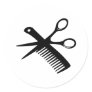 black hairdresser comb scissors sticker