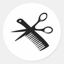 black hairdresser comb scissors sticker